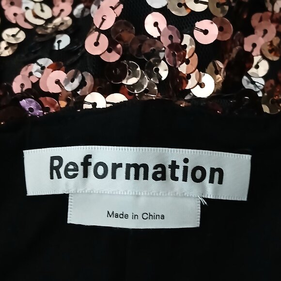 Reformation Mini Dress XS Jimmy Sparkle All Over Sequin Lined Side Slit Stretch - Picture 8 of 10